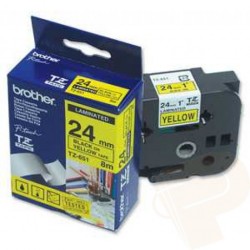 Brother TZE651 24MM BLACK ON YELLOW ORIGINAL BROTHER P-TOUCH