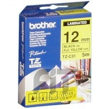 Brother TZC31, 12mm BLACK ON FLUO. YELLOW 