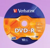 VERBATIM DVD-R 16X 4.7GB, 10/Spindle Wrap