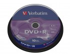 Verbatim DVD+R 16x 4,7GB AZO Matt Silver (43498), set/10 bucati spindle