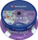 Verbatim DVD+R 8x DL (Dual Layer) 8.5Gb inkjet Printable (43667), spindle/25 bucati